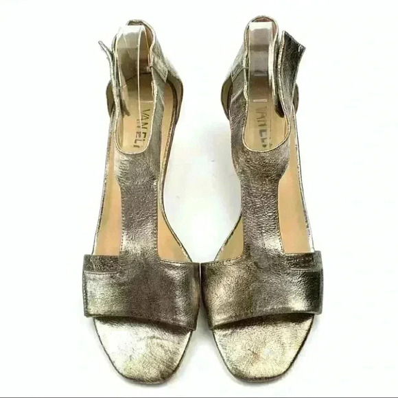 Vaneli sandals 9.5 N bronze leather t-strap chunky - Picture 2 of 11